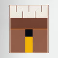 Brown and cream geometric planes centred by a black and golden-yellow vertical axis, shown in product view 2.