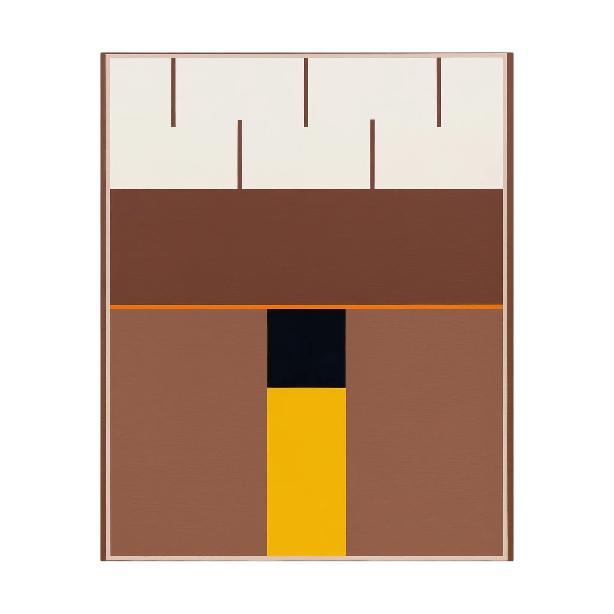 Brown and cream geometric planes centred by a black and golden-yellow vertical axis, shown in product view 2.