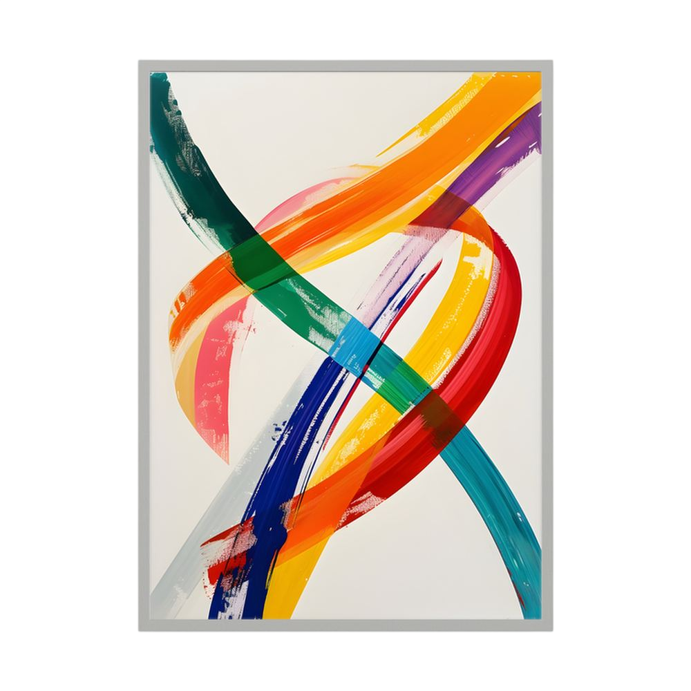 Kinetic Ribbons colourful brushstroke abstract print, product view 4.