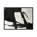 Heavy black strokes and textured white paint intersect across a wide monochrome abstract composition, shown in product view 5.