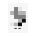 Monochrome Bauhaus overlapping rectangular geometry.