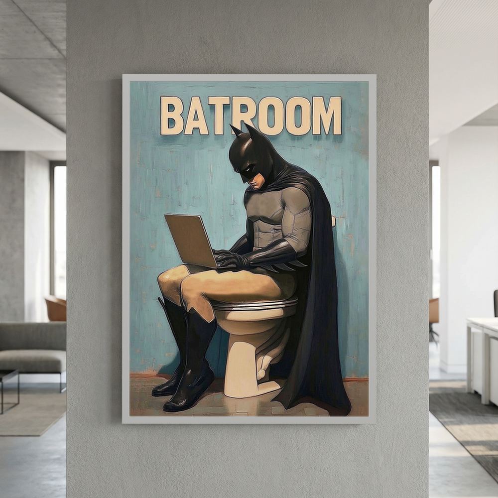 Batroom Break funny superhero bathroom print, product view 9.