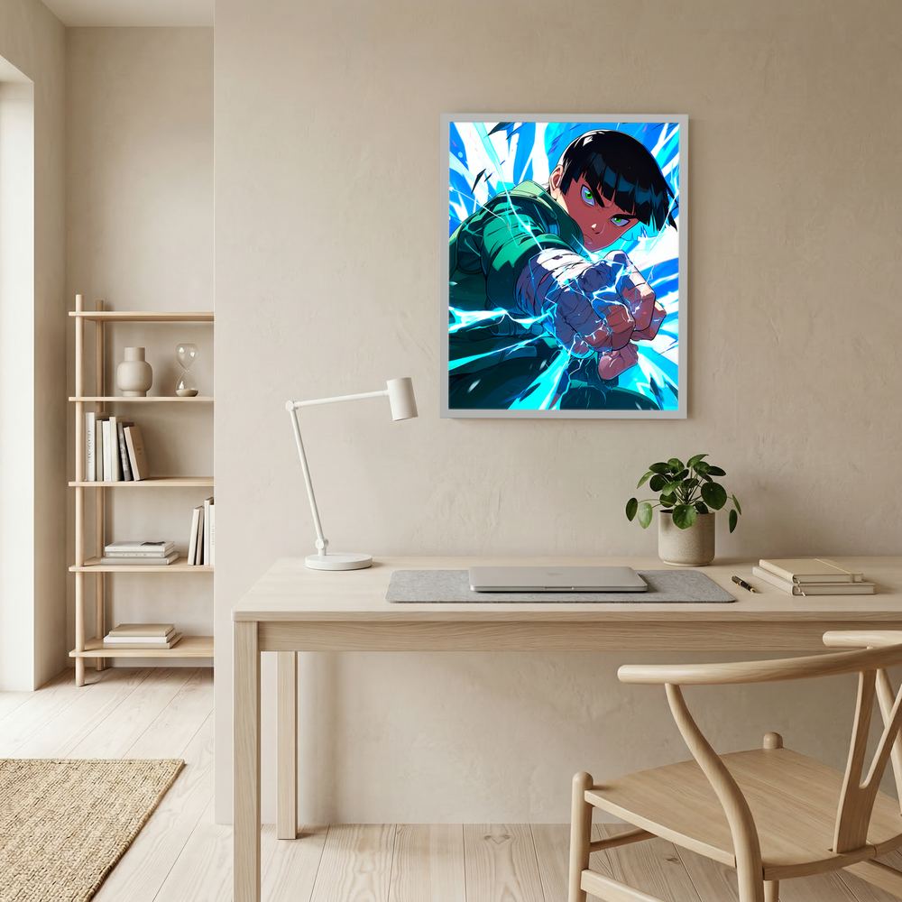 Electric Strike blue energy anime martial arts print, product view 8.