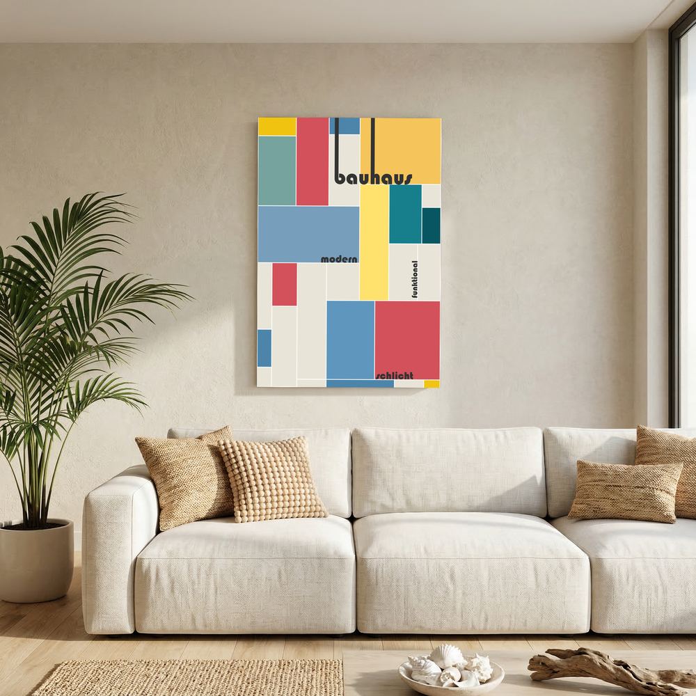 Modern Grid colourful Bauhaus geometric print, product view 6.