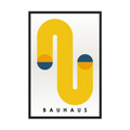Golden Loop yellow Bauhaus geometric art print, product view 3.