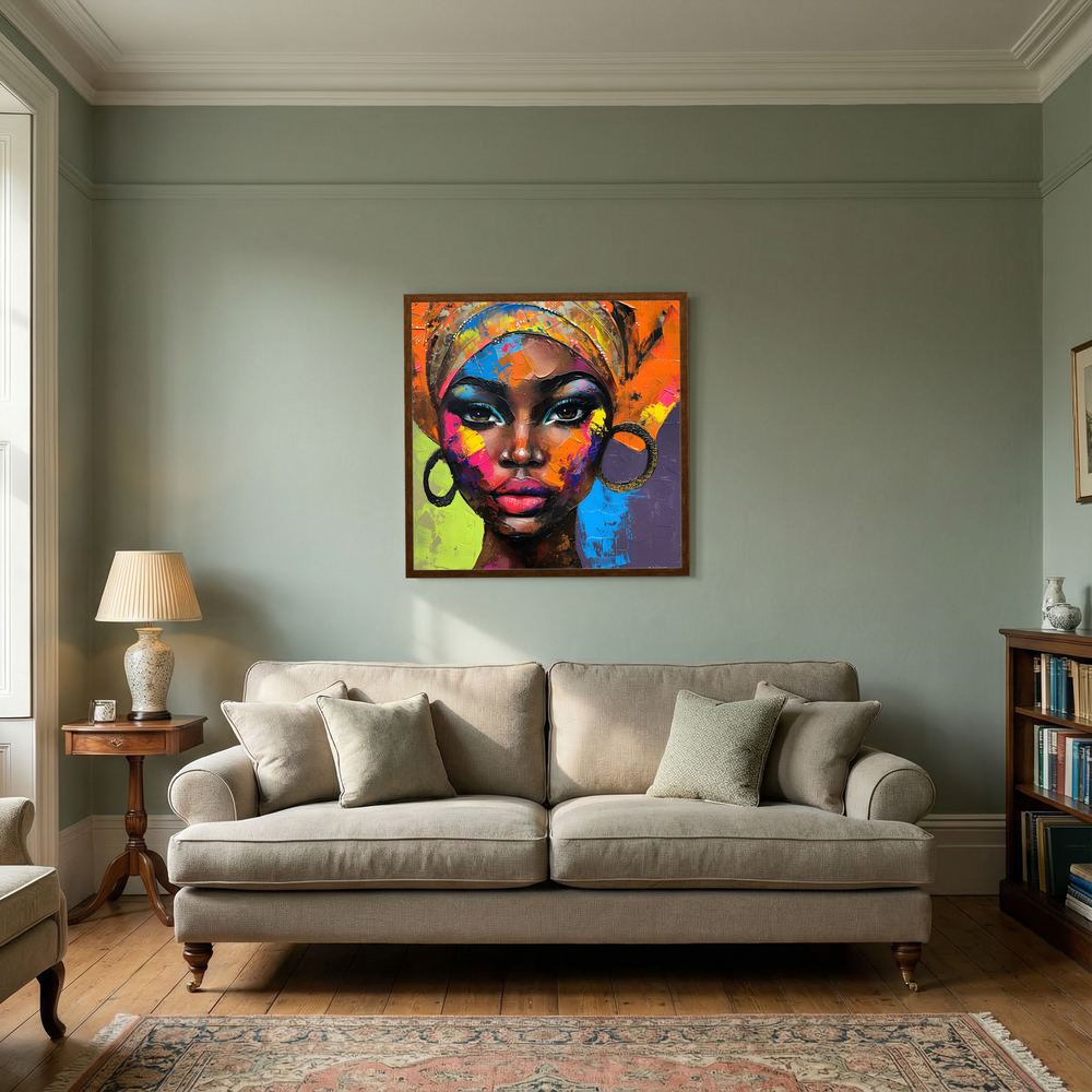 Radiant Heritage colourful Black woman portrait print, product view 6.