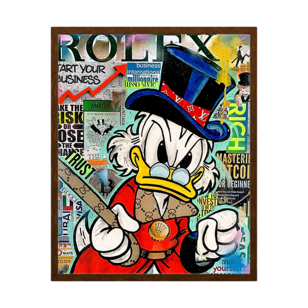 Rich Ambition luxury cartoon collage wall print, product view 2.