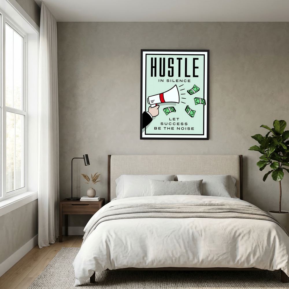 Silent Hustle hustle motivational poster print, product view 7.