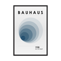 Quiet Orbit blue Bauhaus circle art print, product view 3.
