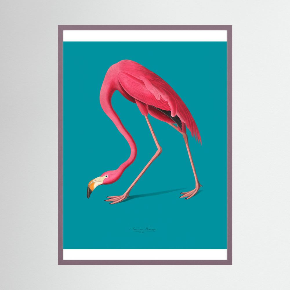 Teal Flamingo pink flamingo art print, product view 4.