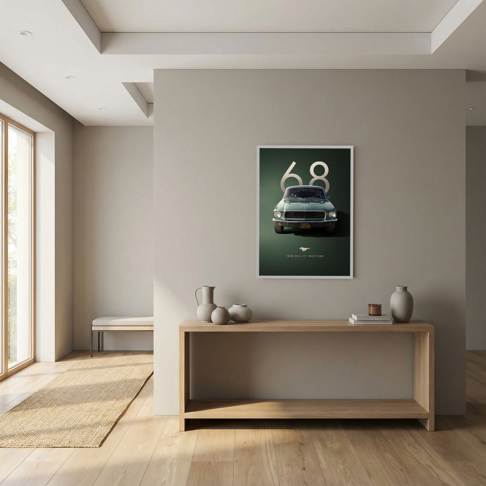 Sixty-Eight Pursuit green vintage car wall art print, product view 8.