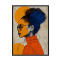 Solar Poise orange and blue fashion portrait print, product view 3.