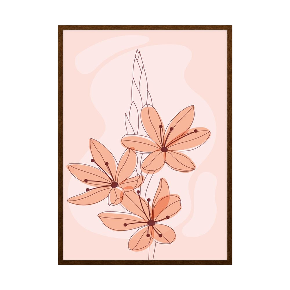 Blush Lilies – Peach Minimalist Floral Line Print