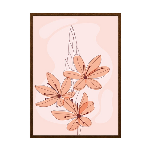 Blush Lilies – Peach Minimalist Floral Line Print