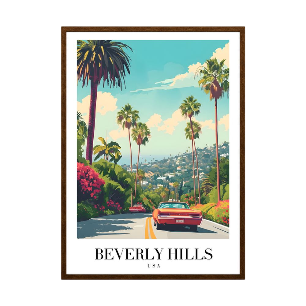 Palm Drive – Beverly Hills California Travel Poster
