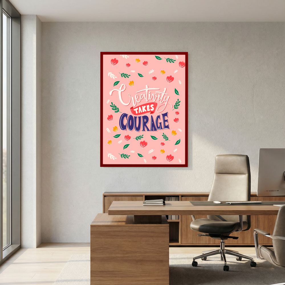 Courage to Create pink creative quote wall art print, product view 9.