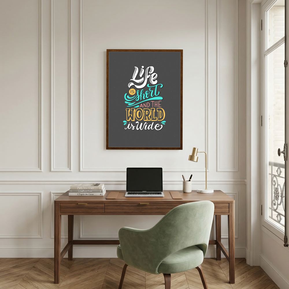 World Is Wide travel quote typography print, product view 7.