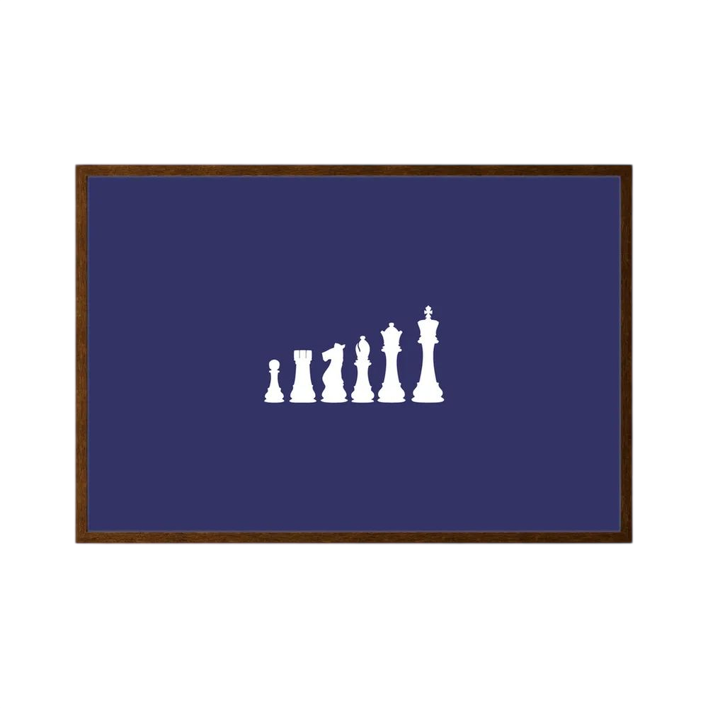 White chess pieces rise from pawn to king across a spacious deep navy field, shown in product view 2.