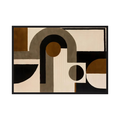 Neutral brown, black and cream arches and circles arranged in a horizontal geometric design, shown in product view 3.
