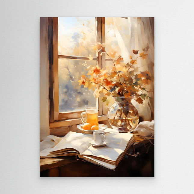 Morning Light by the Window Cozy Still Life Canvas 