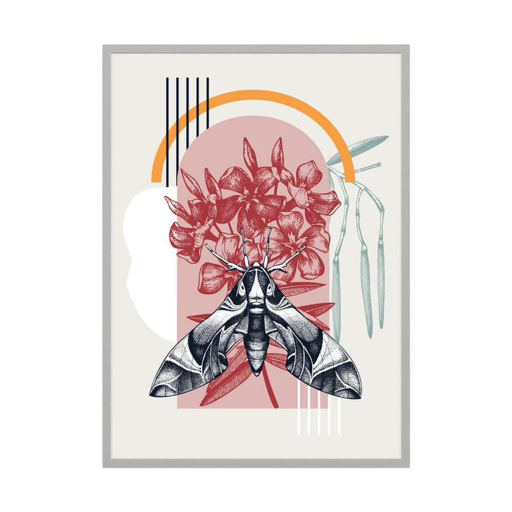 Nocturnal Bloom botanical moth art print, product view 4.