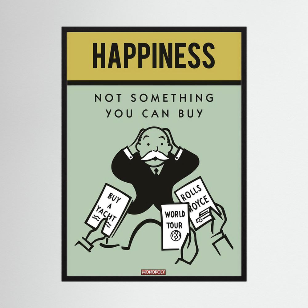 Unbought Joy retro happiness quote print, product view 7.