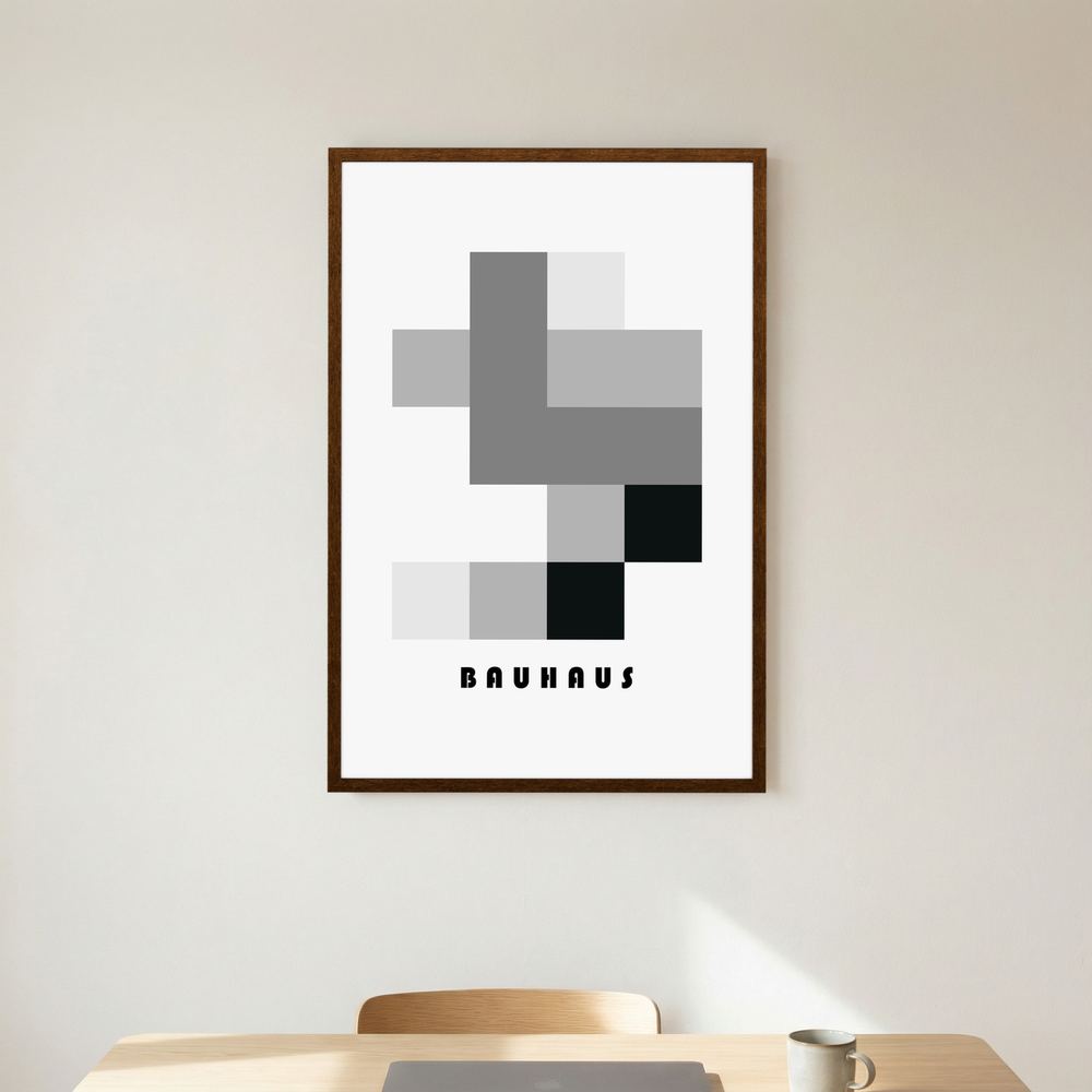 Monochrome Structure black and grey Bauhaus print, product view 6.