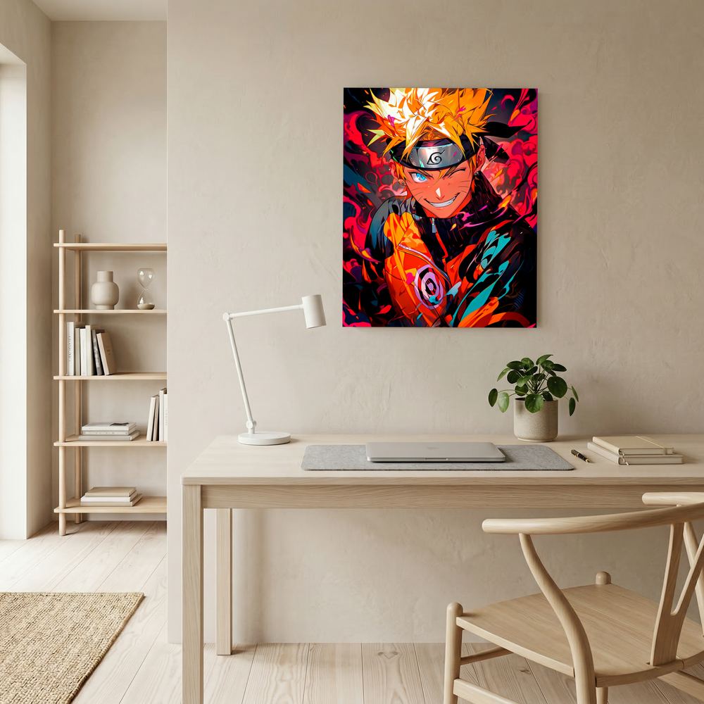 Ember Resolve orange anime ninja art print, product view 5.