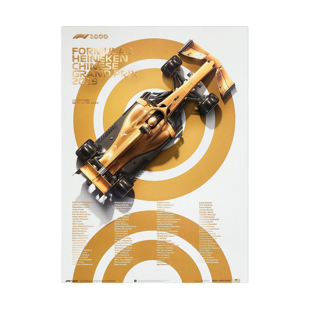 Golden Circuit – Gold Formula One Car Poster