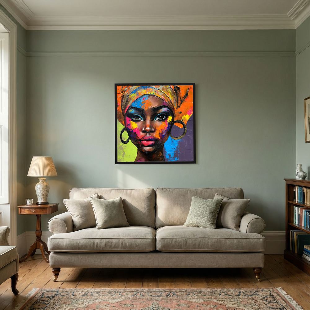 Radiant Heritage colourful Black woman portrait print, product view 7.