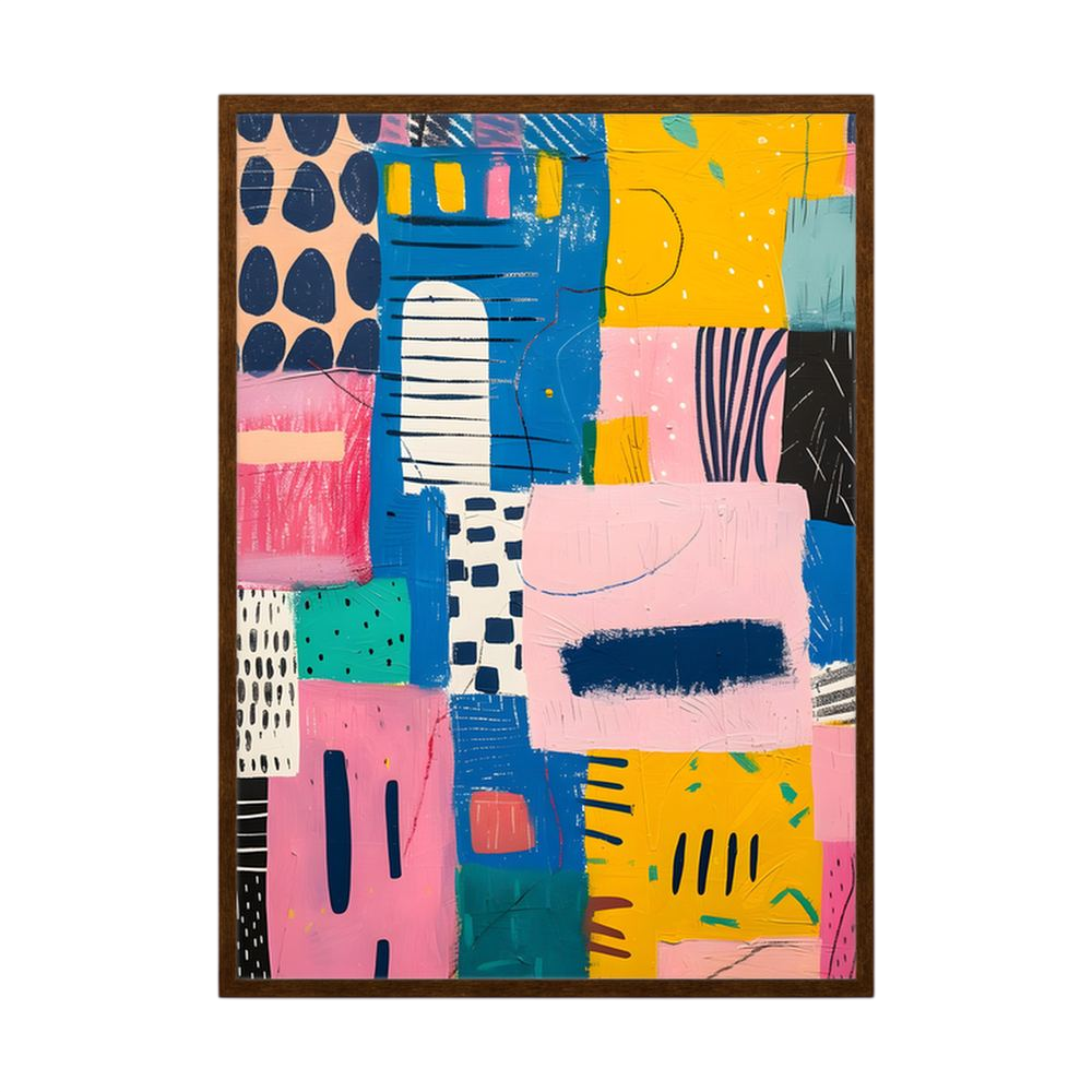 Joyful Blocks colourful geometric abstract print, product view 2.