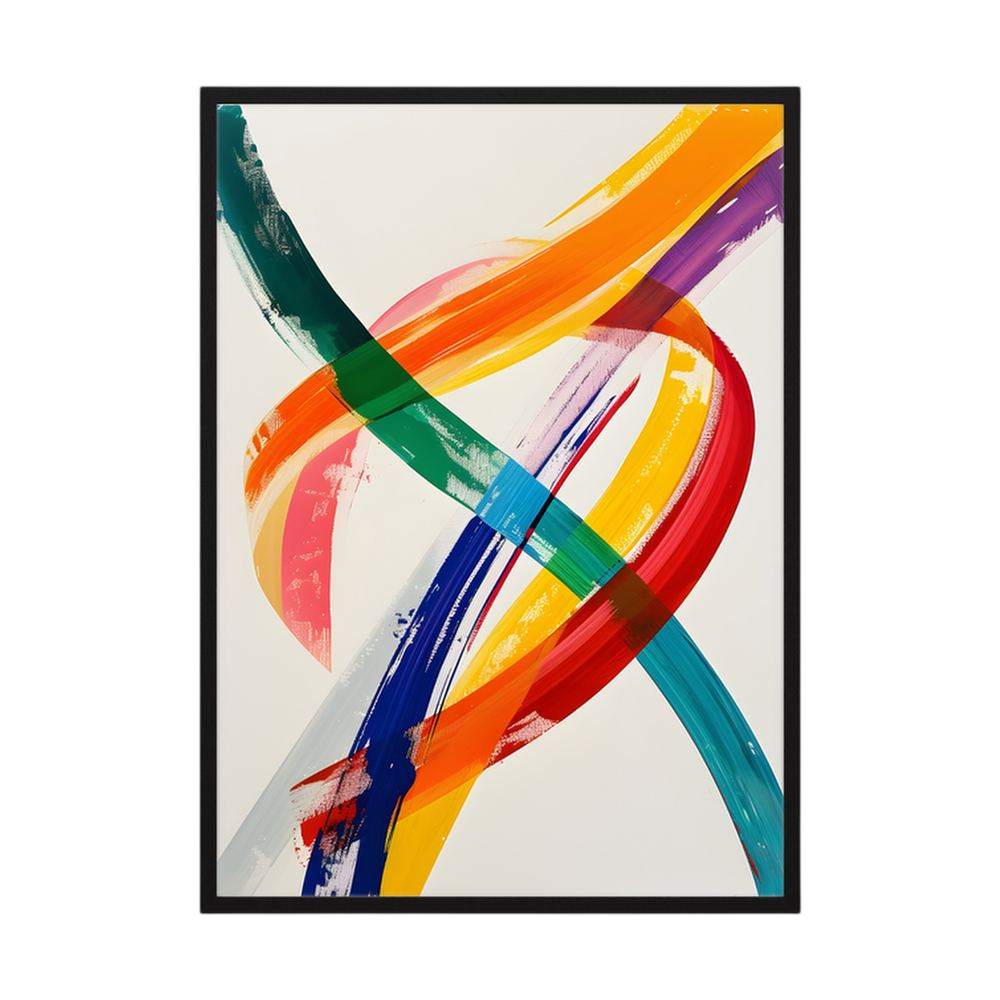 Kinetic Ribbons colourful brushstroke abstract print, product view 3.