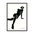 Black minimalist silhouette of a seated woman with a floating halo on a cream background, shown in product view 3.