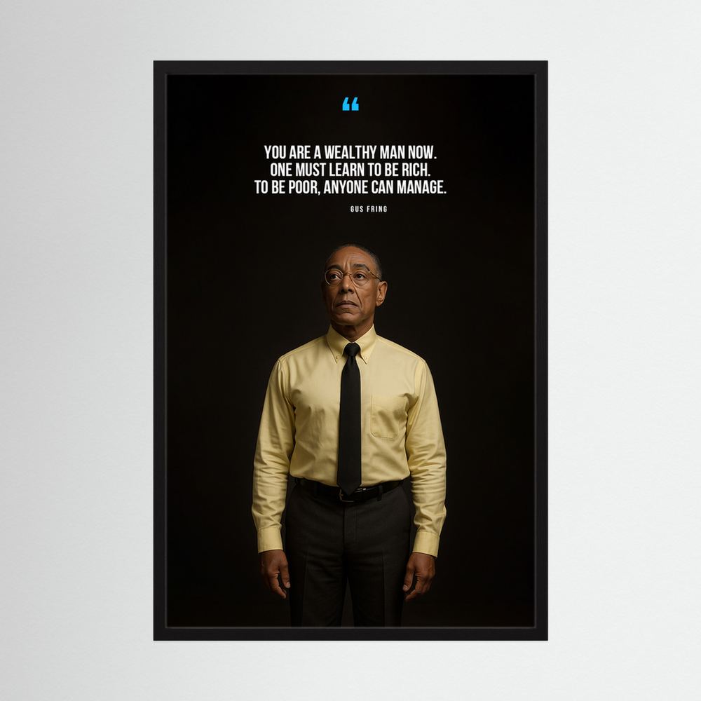 Learn to Be Rich cinematic wealth quote wall print, product view 3.