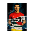 Red football portrait with club and national colour layers, shown unframed.