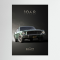 Green 1968 Bullitt-style classic car on a dark background.