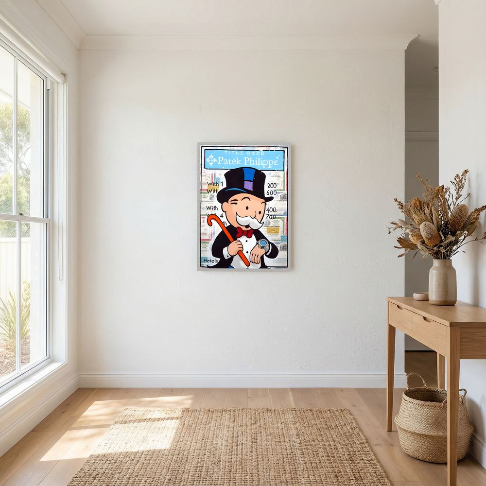 Time Is Wealth pop art wealth collage print, product view 8.