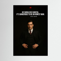 Dark suited male portrait with honesty quote.