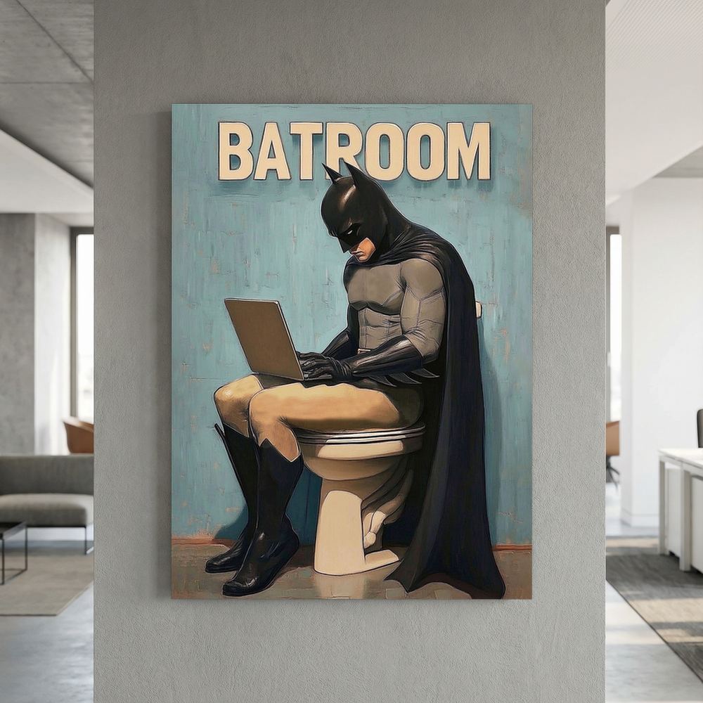 Batroom Break funny superhero bathroom print, product view 6.