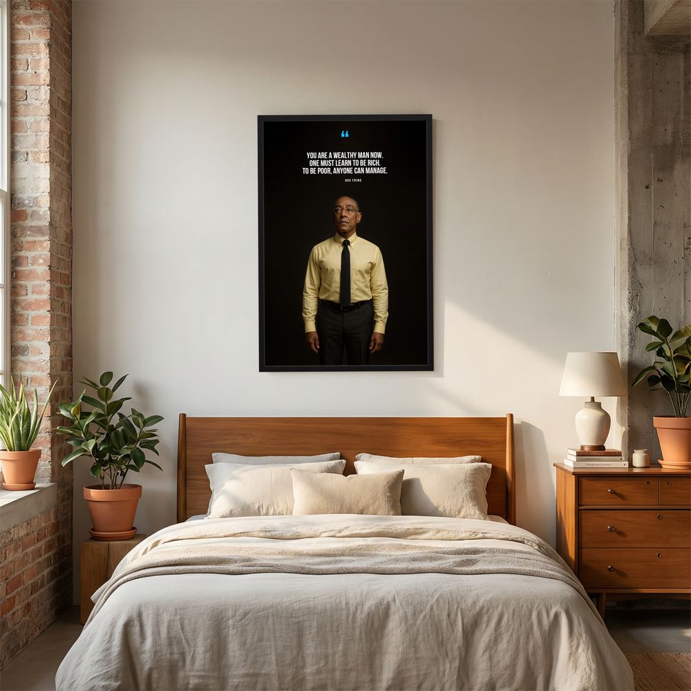 Learn to Be Rich cinematic wealth quote wall print, product view 7.