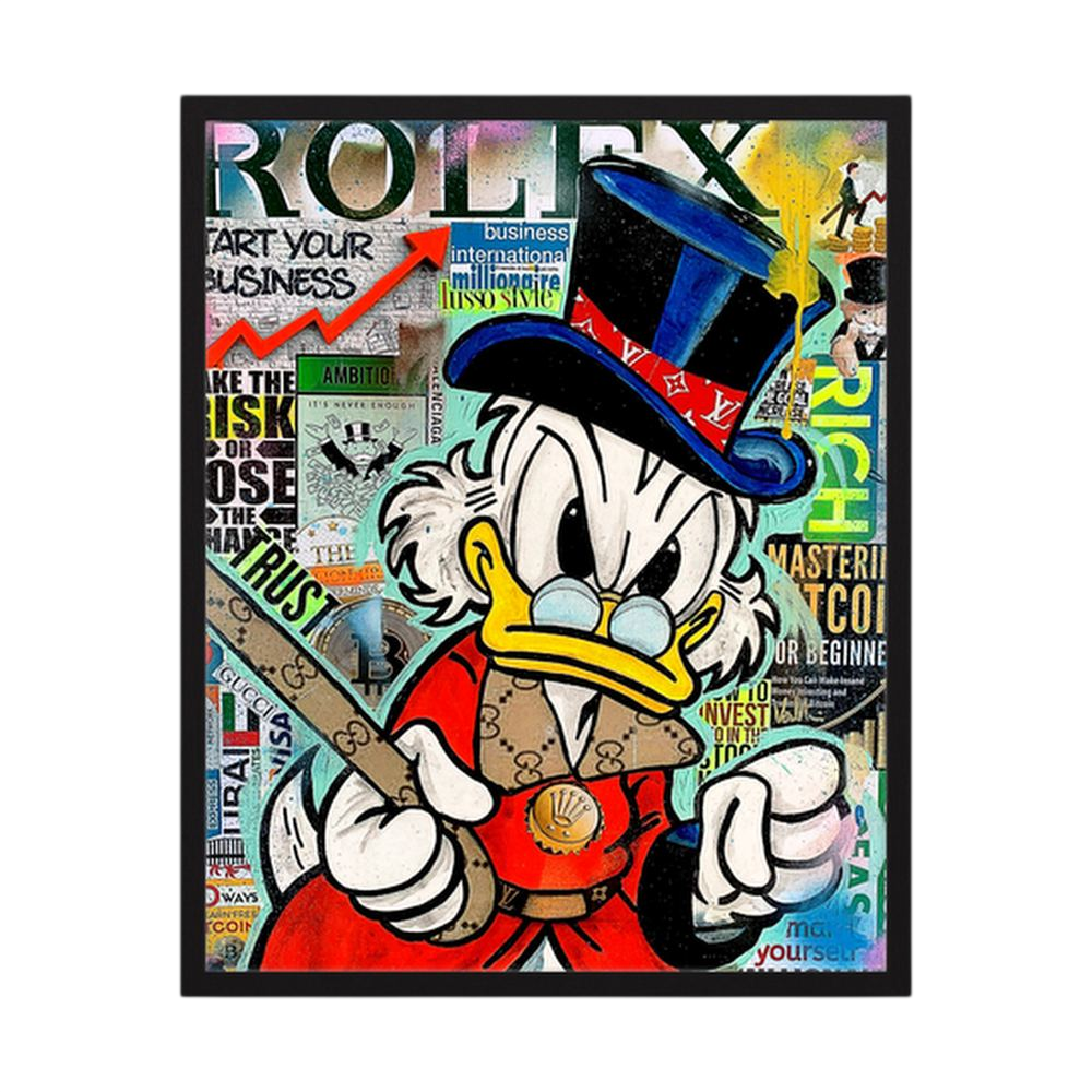 Rich Ambition luxury cartoon collage wall print, product view 3.