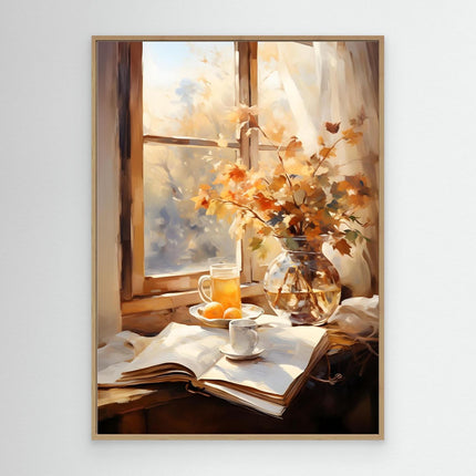Morning Light by the Window Cozy Still Life Canvas 