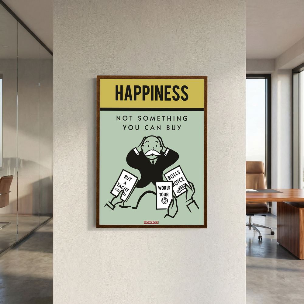 Unbought Joy retro happiness quote print, product view 10.