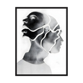 Overlapping female profiles in black, grey and white create a layered contemporary portrait, shown in product view 2.