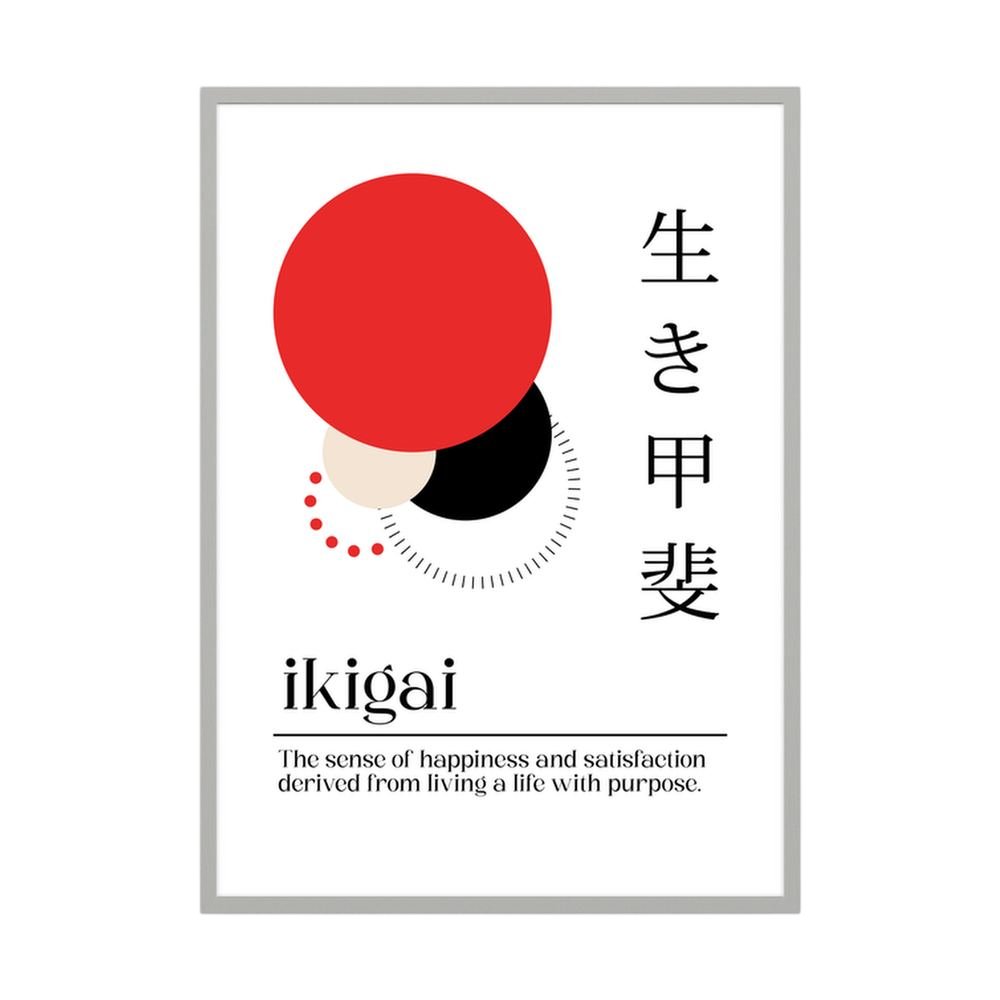 Purpose in Balance red and black Ikigai wall print, product view 5.