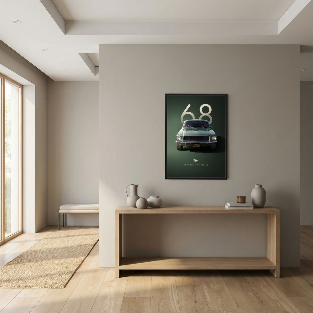 Sixty-Eight Pursuit green vintage car wall art print, product view 7.