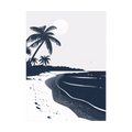 Moonlit Shore – Navy Tropical Beach Print