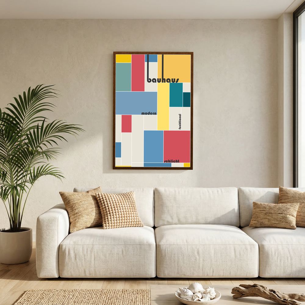 Modern Grid colourful Bauhaus geometric print, product view 7.