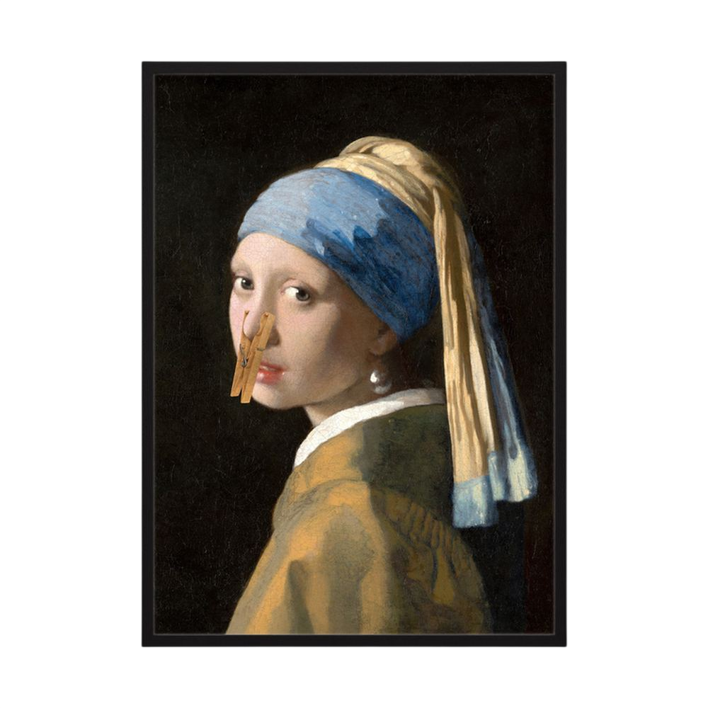 Peg with a Pearl humorous classical portrait parody print, product view 3.
