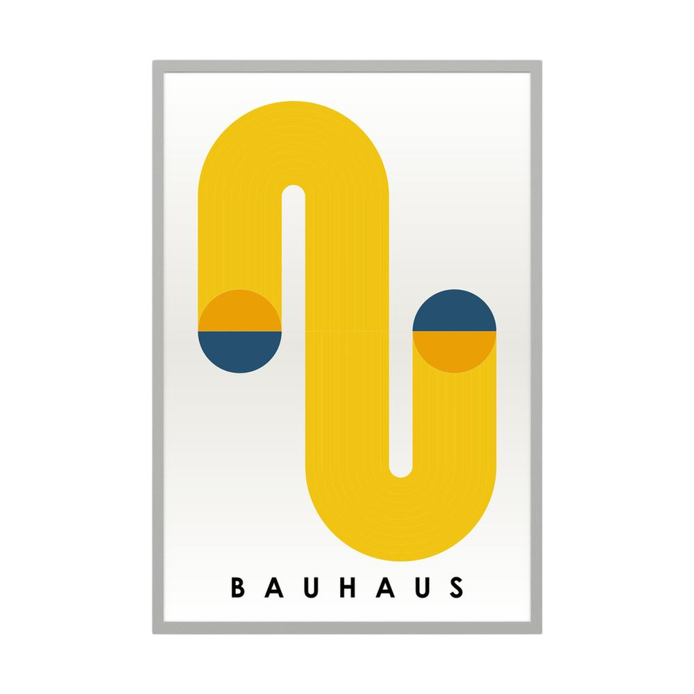 Golden Loop yellow Bauhaus geometric art print, product view 4.
